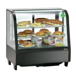 Vitrine réfrigérée 100 litres - acier chromé et plastique - portes coulissantes - éclairage LED - refroidissement par air forcé