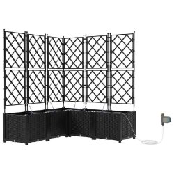 Helloshop26 - Lot de 5 cache-pots de jardin moderne 120 x 120 x 142 cm avec irrigation élégante en acier noir - noir acier 3000240655753