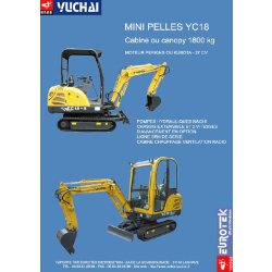 Mini-pelles yc18 cabine ou canopy 1800 kg