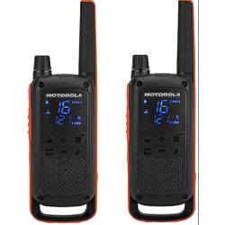 Pack de 2 talkies walkies Motorola T82 - Rechargeables USB - Étanche IPX2 - Portée 10 km - 16 canaux
