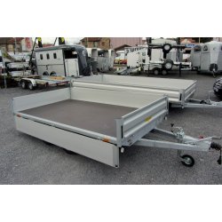 Remorque plateau Humbaur HT 203116 - structure modulaire en acier galvanisé, 2 essieux freinés, ridelles alu