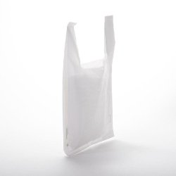 Sac bretelles réutilisables blanc PEBD 50µ 21x35+11cm - Lot de 1000 - Résistant et Multi-usages