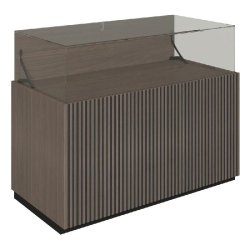 Comptoir vitrine fond bois Vertigo T01 MDF noir et noyer foncé 120x60x93cm