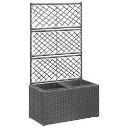 Helloshop26 - Jardinière lit surélevé plantes fleurs jardin treillis 2 pots 58 x 30 x 107 cm résine tressée marron 02_0001271 - marron 3000076411530