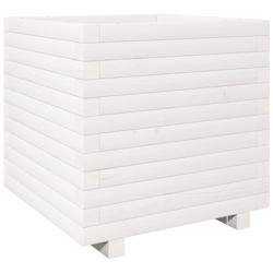 Helloshop26 - Jardinière bac lit surélevé plantes fleurs terrasse jardin 50 x 50 x 49,5 cm bois de pin massif blanc 02_0037648 - blanc Bois massif