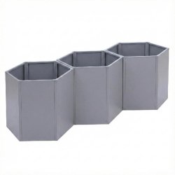 Décoshop26 - Lot de 3 carrés potagers surélevés bacs hexagonaux 1380 L 77x264x100 cm en acier galvanisé gris revêtement thermolaqué 04_0008850