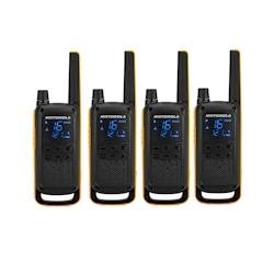 Motorola T82 Extreme Quad – 4 talkies UHF, 10 km, noir/jaune, lampe LED - noir Polycarbonate 59T82EXQUADPACK