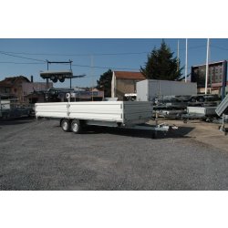 Remorque plateau Humbaur HT 356124 - 2 essieux - acier galvanisé - roues dessous - ridelles alu