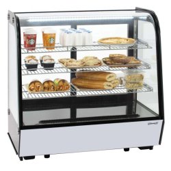 Vitrine ventilée positive 185 Litres, 3 niveaux, 2 portes vitrées coulissantes, noire, 330 W - MONO