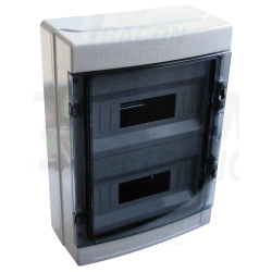 Boîte de distribution en saillie - cache translucide - rail N-PE 2×12 mod - 415×300×140mm - IP65 - 660V AC