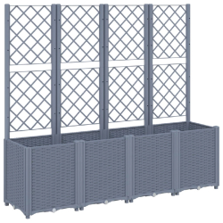 Helloshop26 - Jardinière bac lit surélevé plantes fleurs terrasse jardin avec treillis 160 x 40 x 140 cm PP gris 02_0038263 - gris 3000214159737