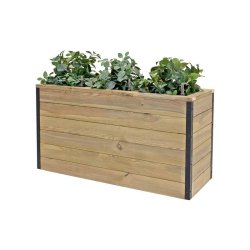 HORTALIA Jardinière en bois avec réserve d’eau Nidum 110 x 40 x 60 cm – Intérieur et extérieur - marron Bois massif N1146AL