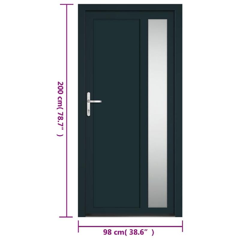 Vidaxl porte d'entrée anthracite 98x200 cm pvc 3157100_9