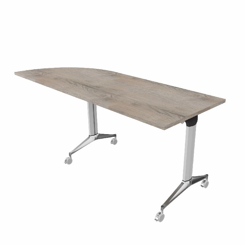 Table de réunion NET, plateau abattant avec retour - Mobel Linea - Alu, Gauche, Chêne grisé_9
