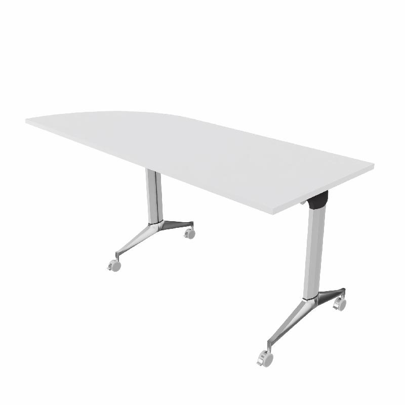 Table de réunion NET, plateau abattant avec retour - Mobel Linea - Alu, Blanc, Gauche_9