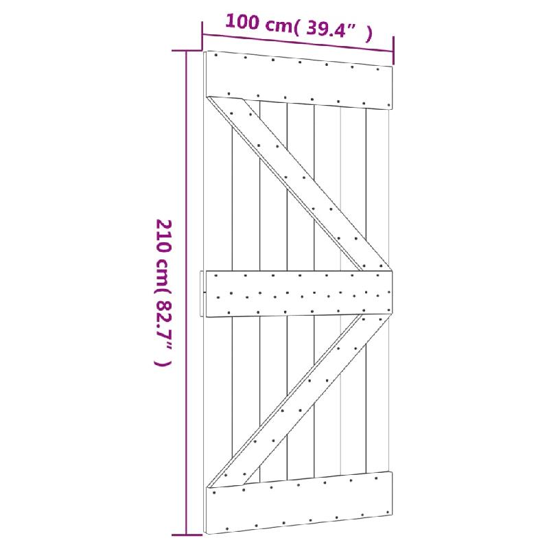 Vidaxl porte coulissante et kit de quincaillerie 100x210 cm pin massif 3203103_9