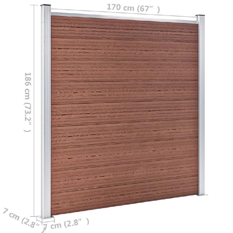 Vidaxl clôture de jardin wpc 872x186 cm marron 3053210_9