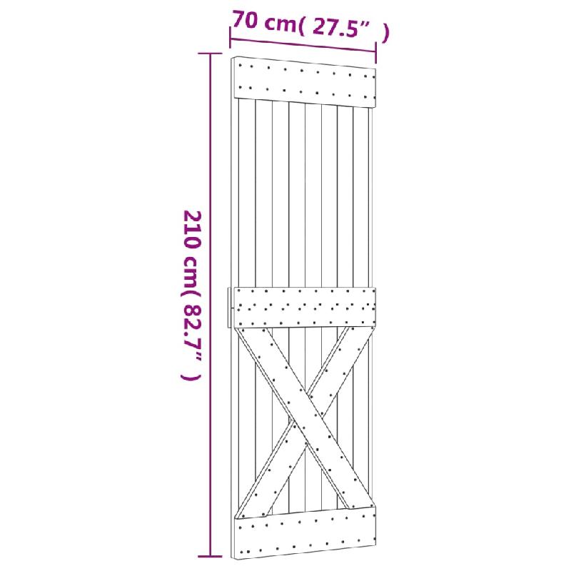 Vidaxl porte coulissante et kit de quincaillerie 70x210 cm pin massif 3203094_9
