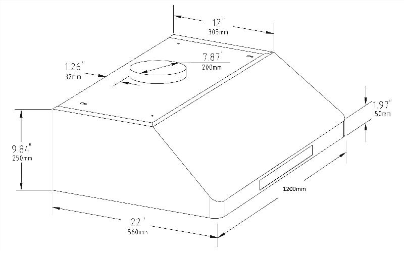 Hotte aspirante 1200 - Acier inoxydable 430 - 1530 m³/h - 5 filtres à lamelles - Référence 7227.0010_9