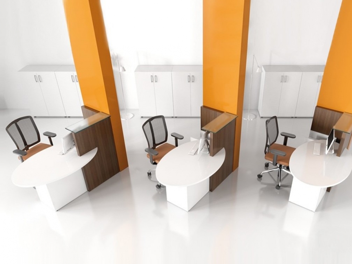 Banque d'accueil compacte et fonctionnelle - OVO pour petit espace avec plateau en verre_9