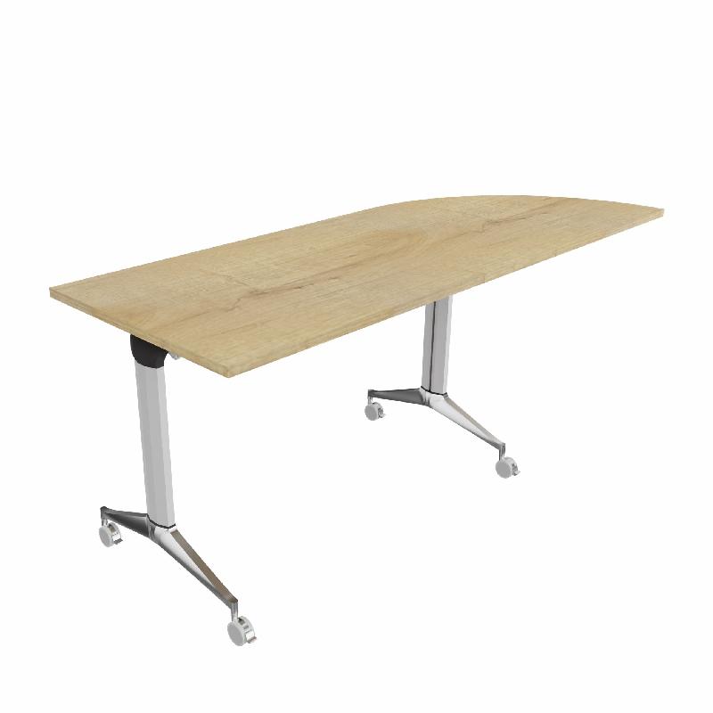 Table de réunion NET, plateau abattant avec retour - Mobel Linea - Alu, Droite, Chêne veiné_9