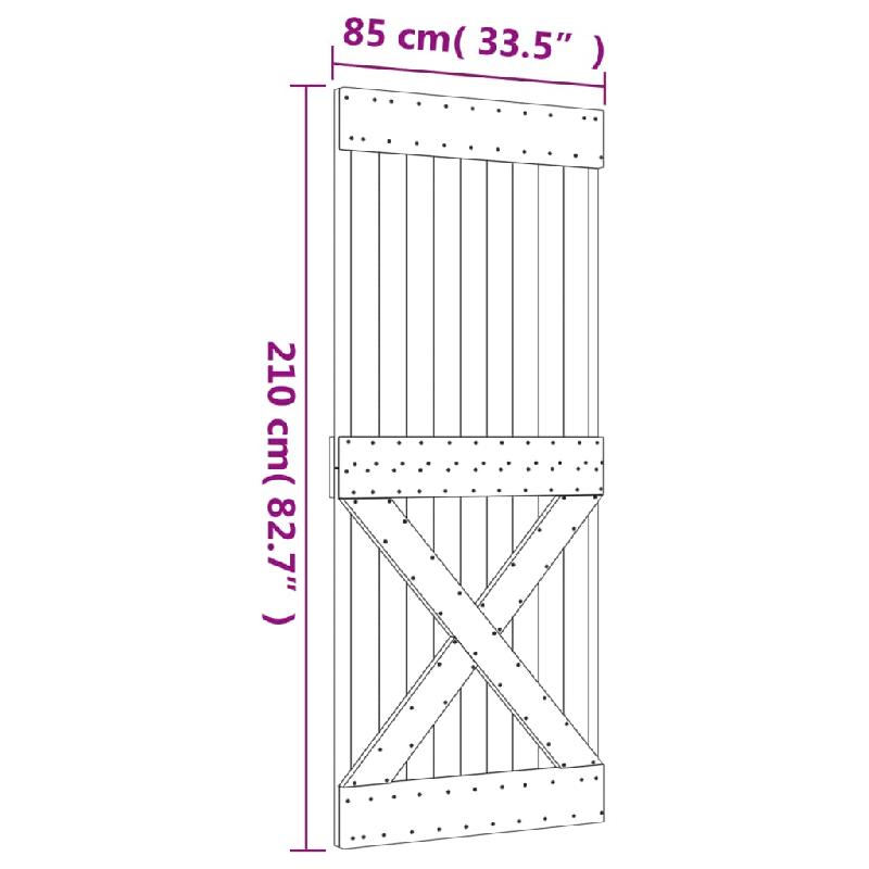 Vidaxl porte coulissante et kit de quincaillerie 85x210 cm pin massif 3203078_9