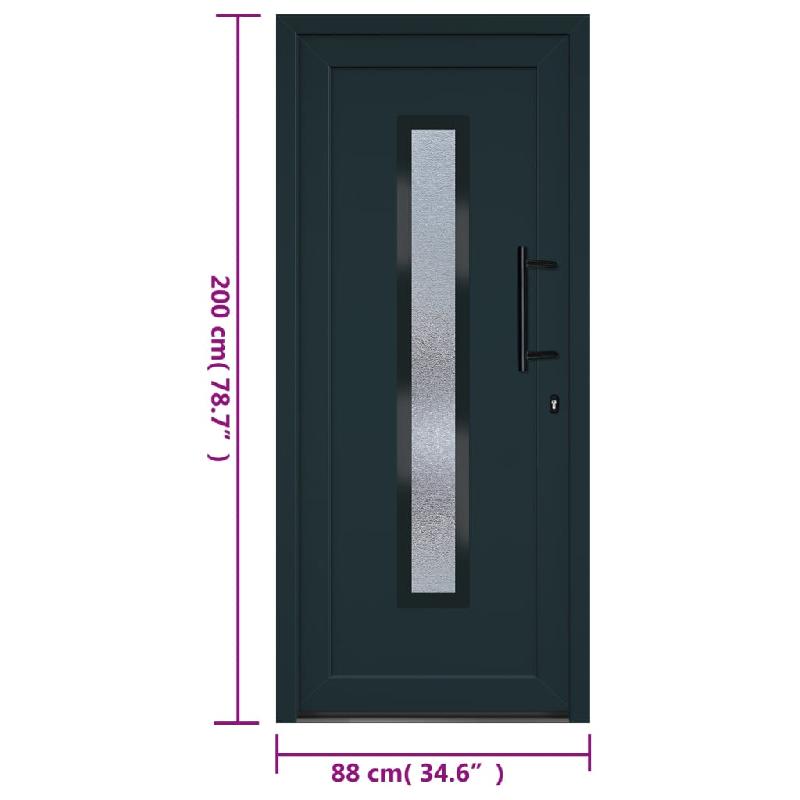 Vidaxl porte d'entrée anthracite 88x200 cm pvc 3157089_9