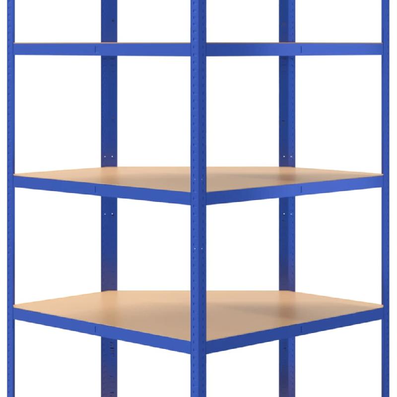 Vidaxl étagères à 5 niveaux 3 pcs bleu acier et bois d'ingénierie 3154184_9