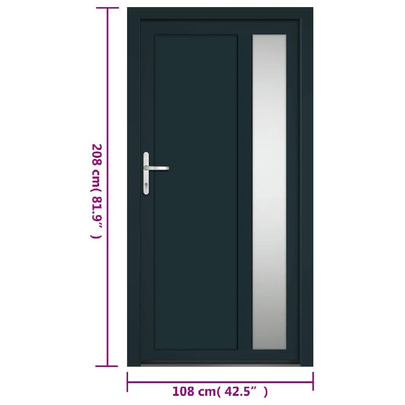 Vidaxl porte d'entrée anthracite 108x208 cm pvc 3157102_9