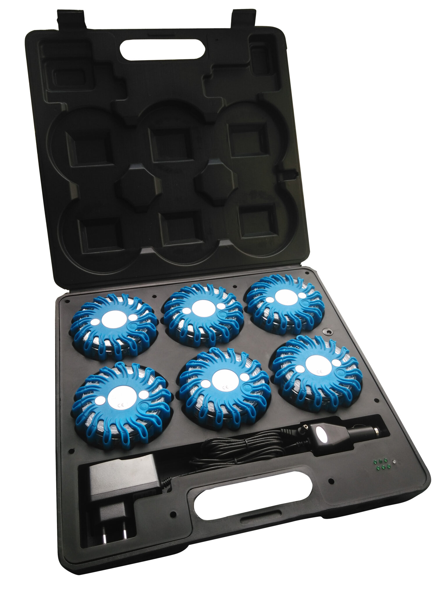 Mallette de 6 balises de signalisation à leds rechargeables (Orange ou Bleu)_9