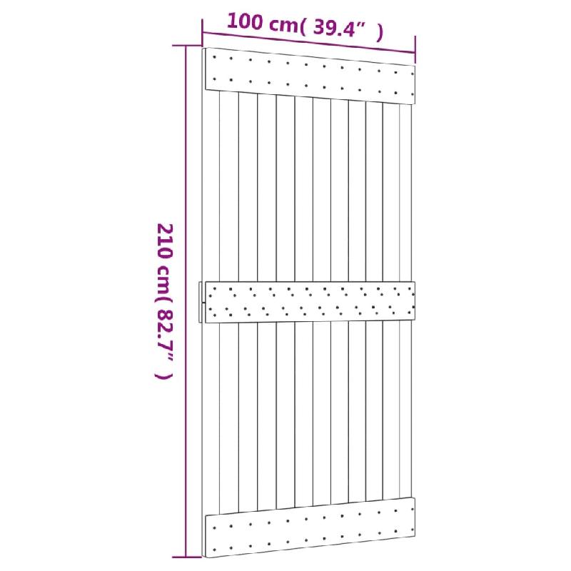 Vidaxl porte coulissante et kit de quincaillerie 100x210 cm pin massif 3203235_9