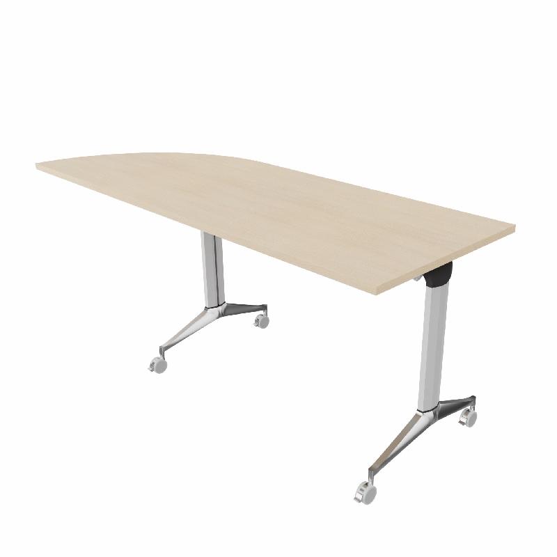 Table de réunion NET, plateau abattant avec retour - Mobel Linea - Alu, Chêne moyen , Gauche_9