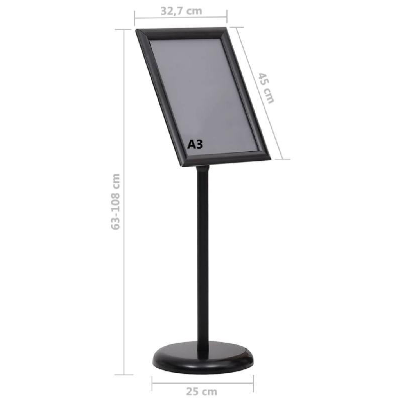 Vidaxl support d'affiche a3 sur pied noir alliage d'aluminium 51206_9