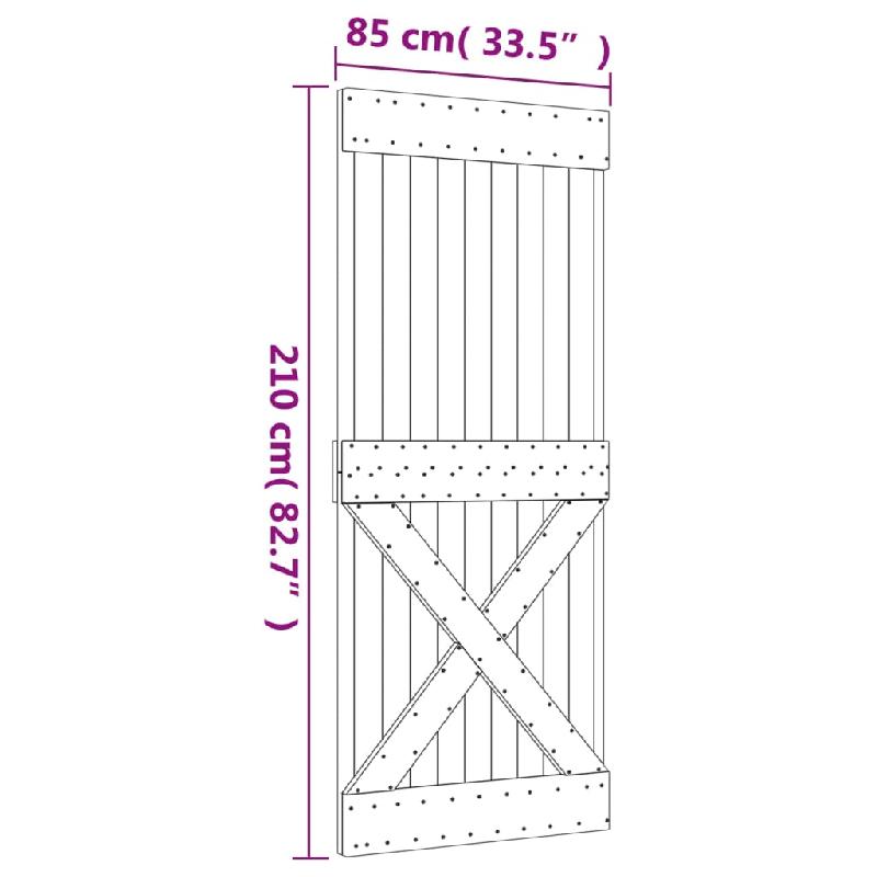 Vidaxl porte coulissante et kit de quincaillerie 85x210 cm pin massif 3203153_9