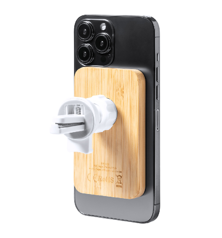 Chargeur support téléphone pour voiture - magnétique en bambou avec chargeur rapide 15W et fixation réglable_9