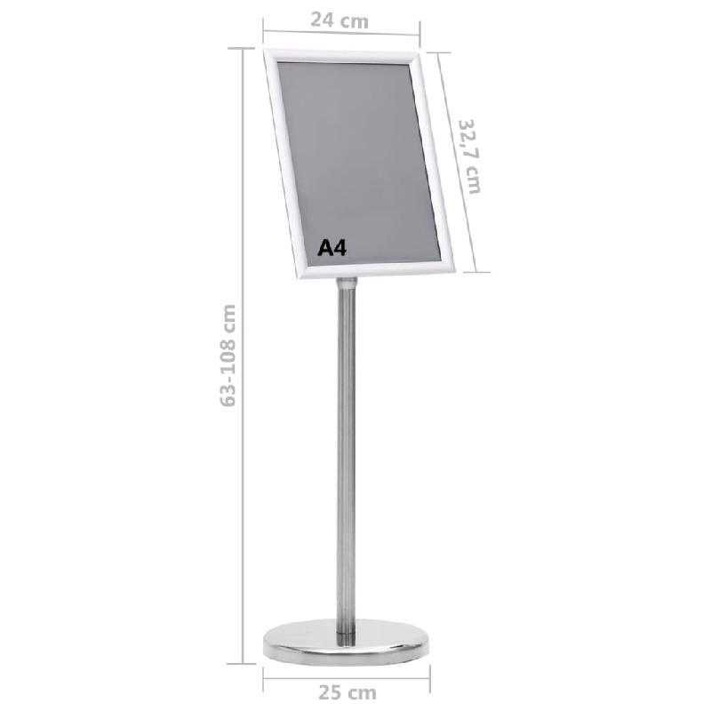 Vidaxl support d'affiche a4 sur pied argenté alliage d'aluminium 51209_9