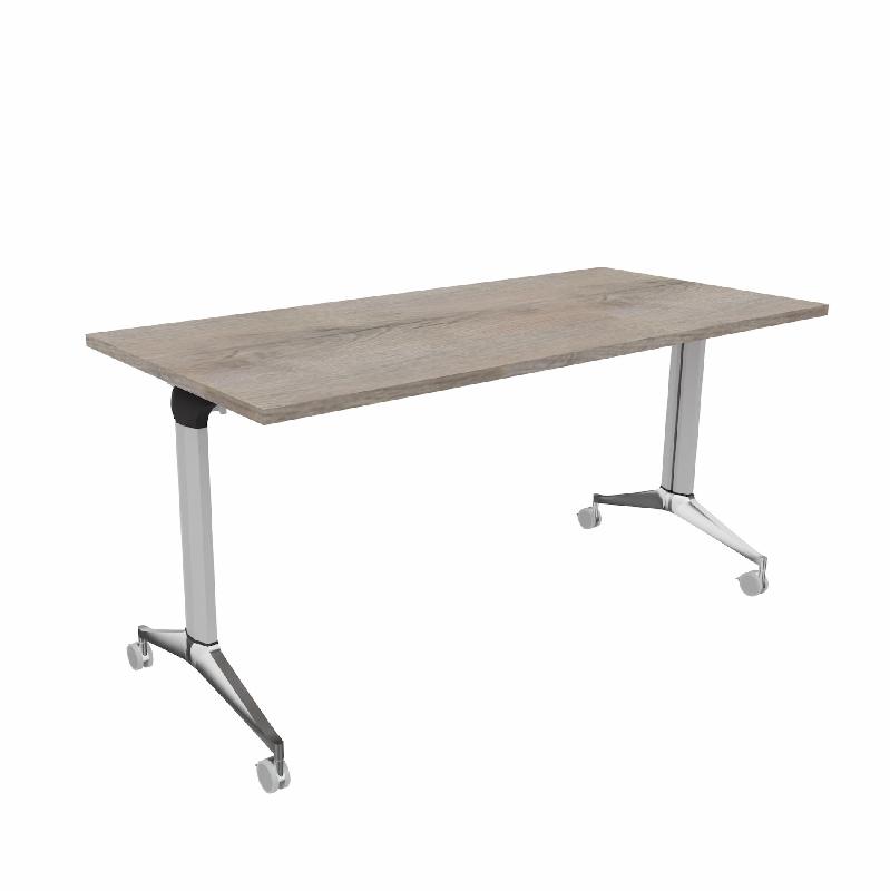 Table à plateau rabattable NET - Mobel Linea - Argent Ral 9006, 150, Chêne grisé_9