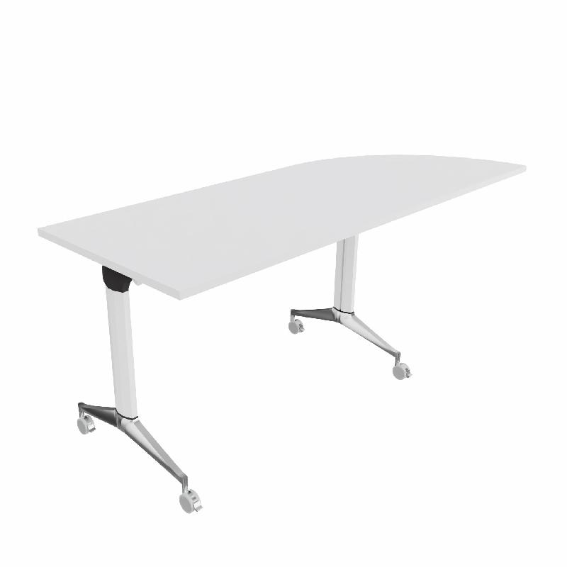 Table de réunion NET, plateau abattant avec retour - Mobel Linea - Blanc, Blanc, Droite_9