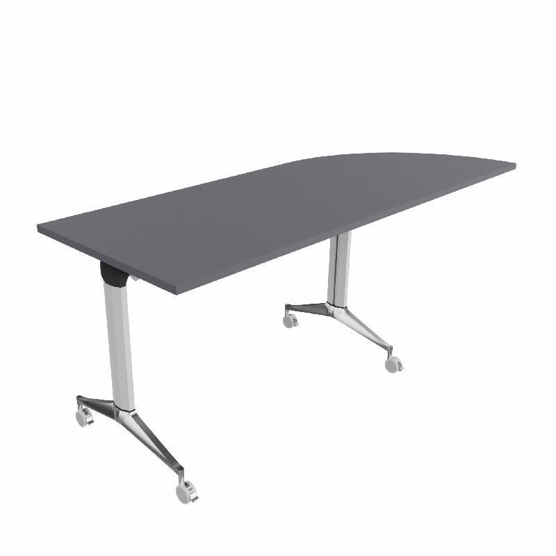 Table de réunion NET, plateau abattant avec retour - Mobel Linea - Alu, Anthracite, Droite_9