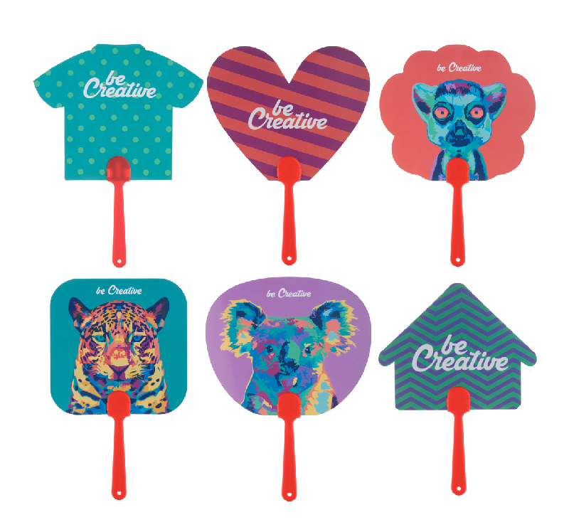 Éventail sur-mesure - poignée en plastique et papier stratifié - impression digitale - minimum 100 pcs_9