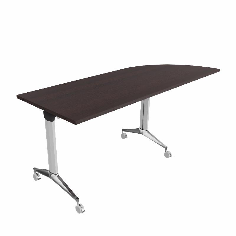 Table de réunion NET, plateau abattant avec retour - Mobel Linea - Alu, Wenge, Droite_9