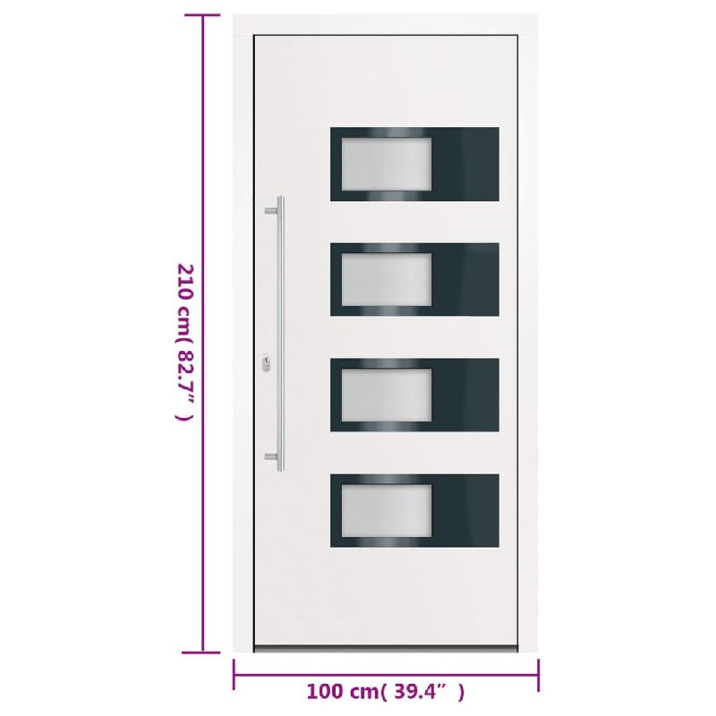 Vidaxl porte d'entrée blanc 100x210 cm aluminium et pvc 3157066_9