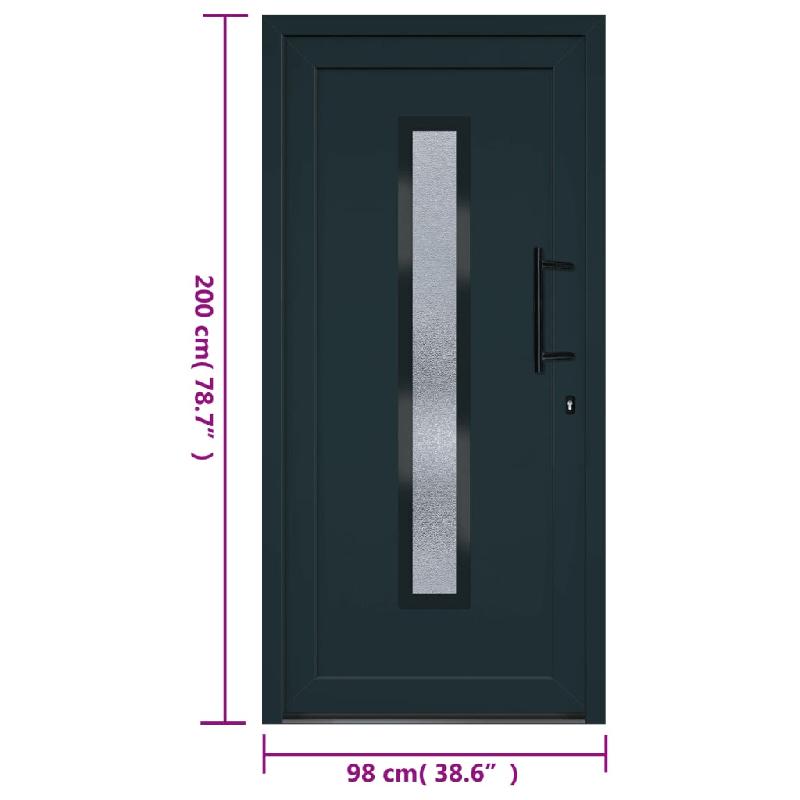 Vidaxl porte d'entrée anthracite 98x200 cm pvc 3157090_9
