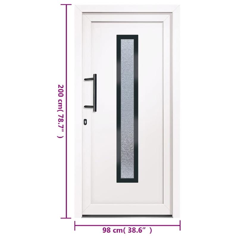Vidaxl porte d'entrée blanc 98x200 cm pvc 3157075_9