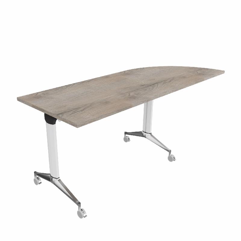Table de réunion NET, plateau abattant avec retour - Mobel Linea - Blanc, Droite, Chêne grisé_9