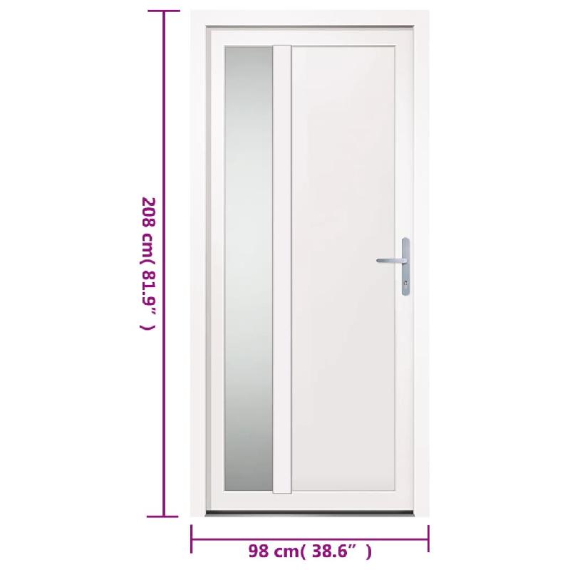 Vidaxl porte d'entrée blanc 98x208 cm pvc 3157098_9