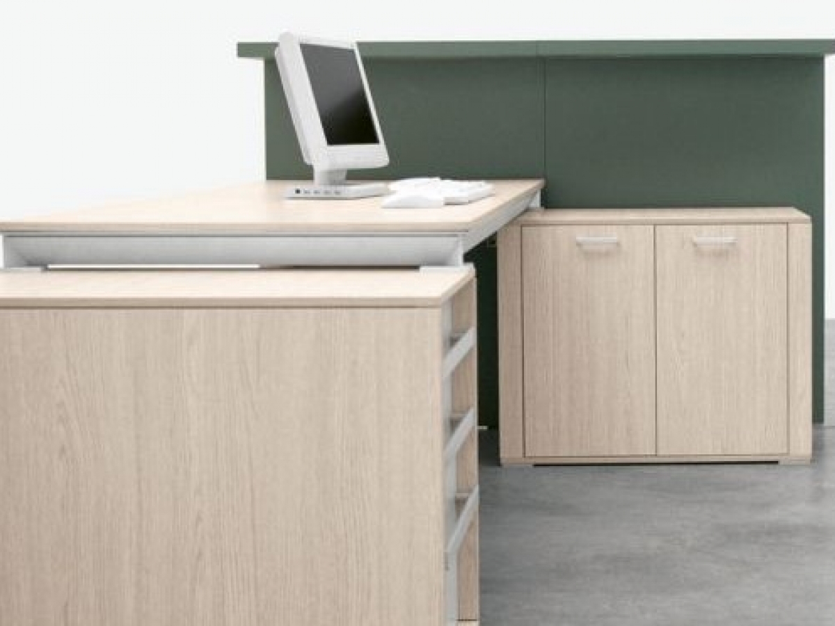 Banque d'accueil droite fonctionnelle et modulaire en bois - SHELTER - Design contemporain et personnalisable_9