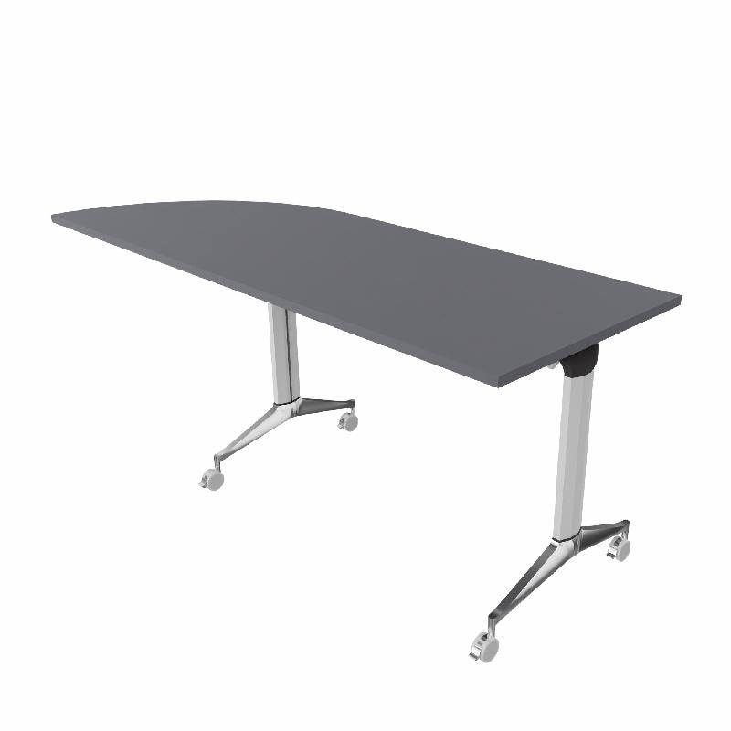 Table de réunion NET, plateau abattant avec retour - Mobel Linea - Alu, Anthracite, Gauche_9
