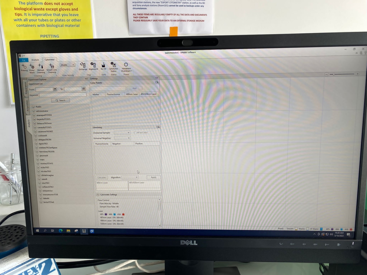 Cytomètre spectral Sony SP6800 fabriqué en 2015 pour institut de recherche