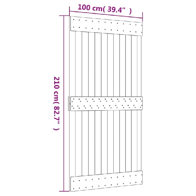 Vidaxl porte coulissante et kit de quincaillerie 100x210 cm pin massif 3203109_9